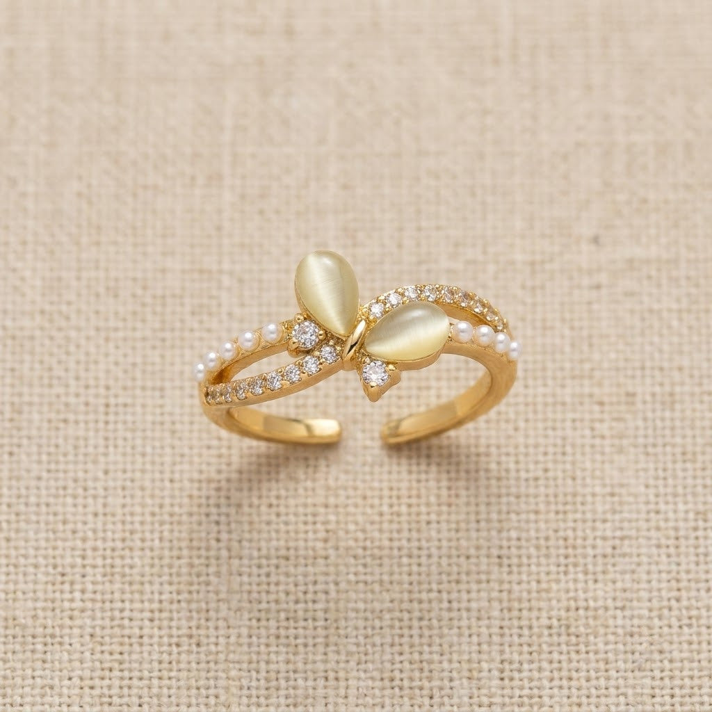 Luminous Opal & Marquise Crystal Bypass Adjustable Ring - View 8