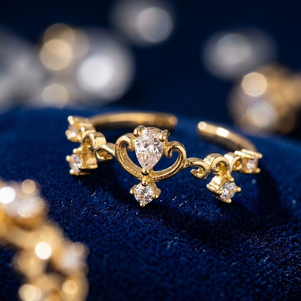 Celestial Starburst North Star Pavé Adjustable Ring - View 4