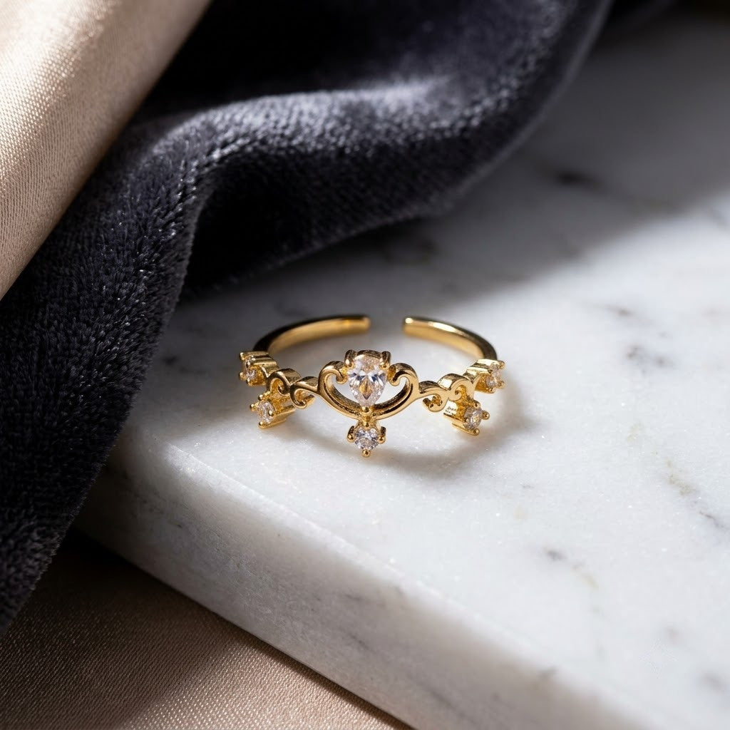 Celestial Starburst North Star Pavé Adjustable Ring - View 1