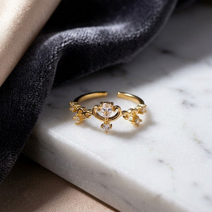 Celestial Starburst North Star Pavé Adjustable Ring - View 1