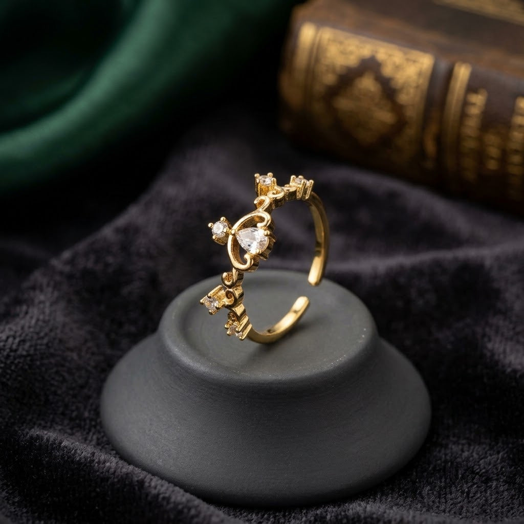 Celestial Starburst North Star Pavé Adjustable Ring - View 2
