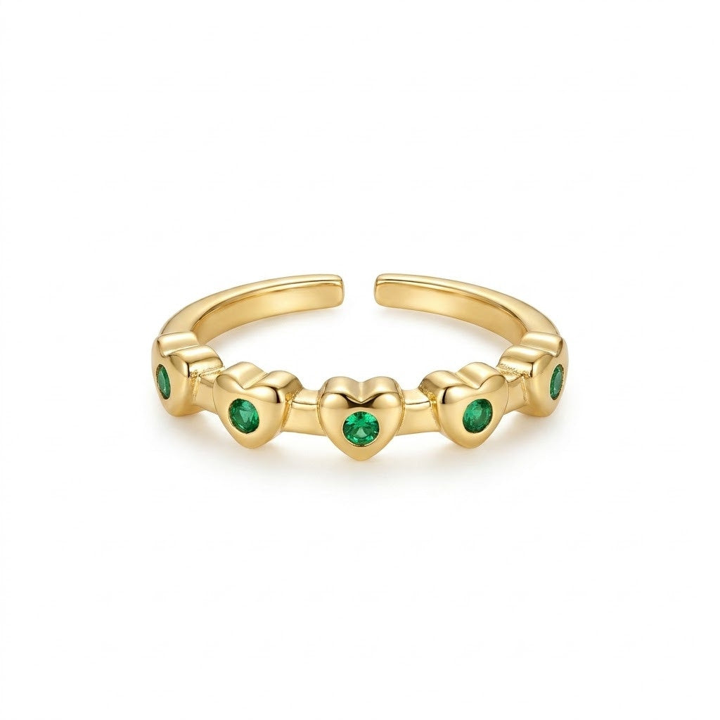 Emerald Green Collet Bezel Adjustable Ring - View 7