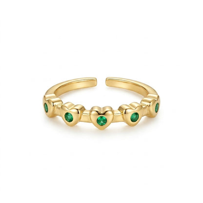 Emerald Green Collet Bezel Adjustable Ring - View 7