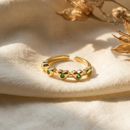 Emerald Green Collet Bezel Adjustable Ring - View 3