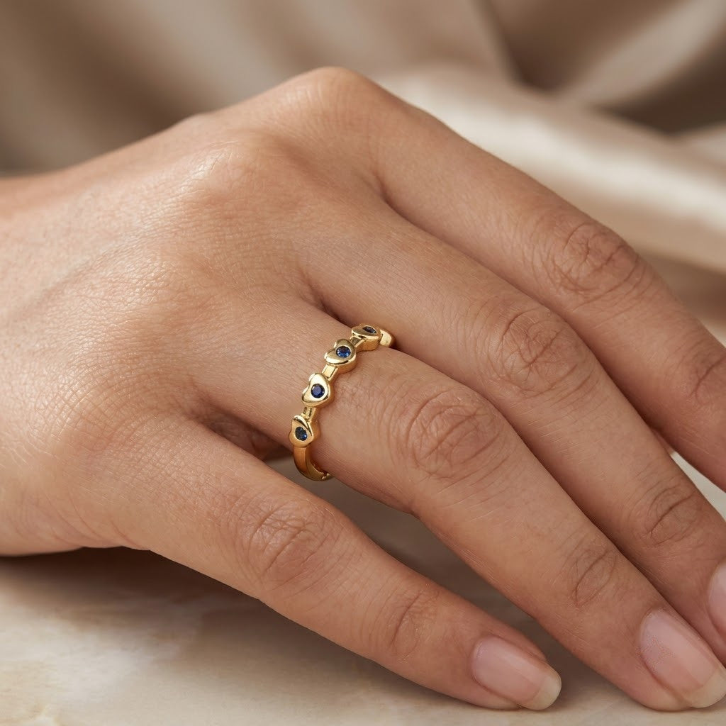 Midnight Sapphire Collet Bezel Adjustable Ring - View 4