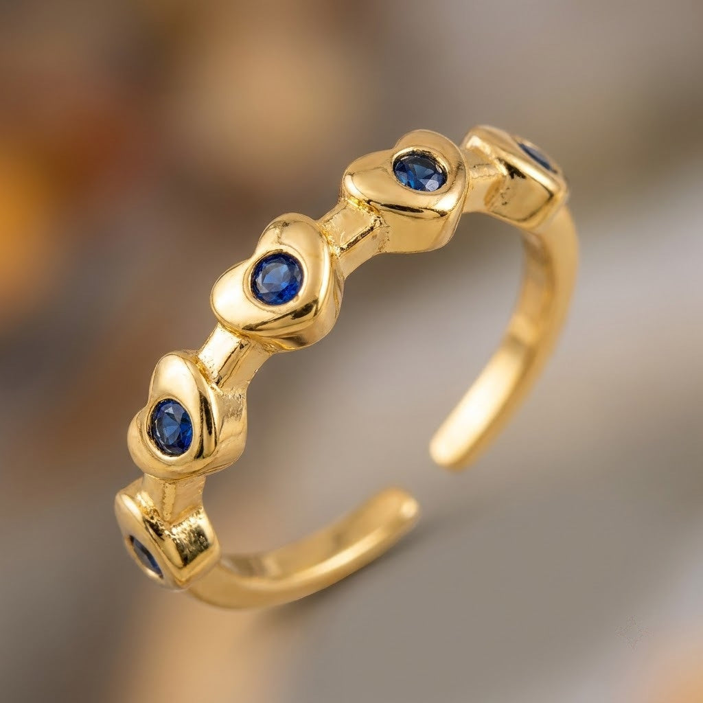 Midnight Sapphire Collet Bezel Adjustable Ring - View 3