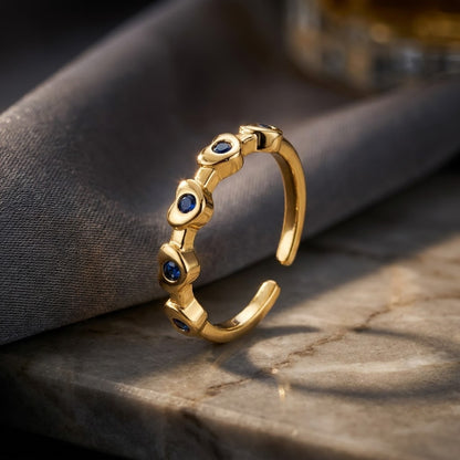 Midnight Sapphire Collet Bezel Adjustable Ring - View 2
