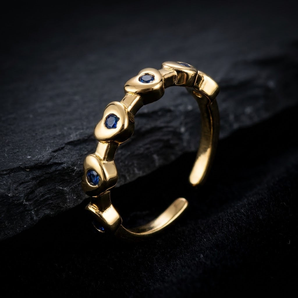 Midnight Sapphire Collet Bezel Adjustable Ring - View 5