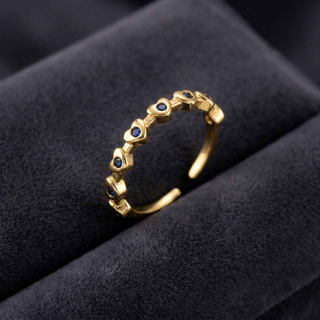 Midnight Sapphire Collet Bezel Adjustable Ring - View 1