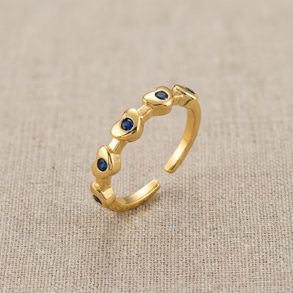 Midnight Sapphire Collet Bezel Adjustable Ring - View 6