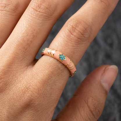 North Star & Turquoise Inset Dome Adjustable Ring - View 5
