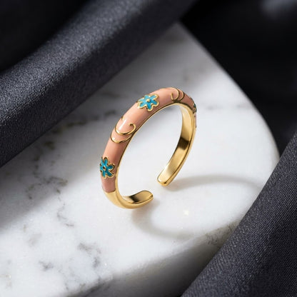 North Star & Turquoise Inset Dome Adjustable Ring - View 1