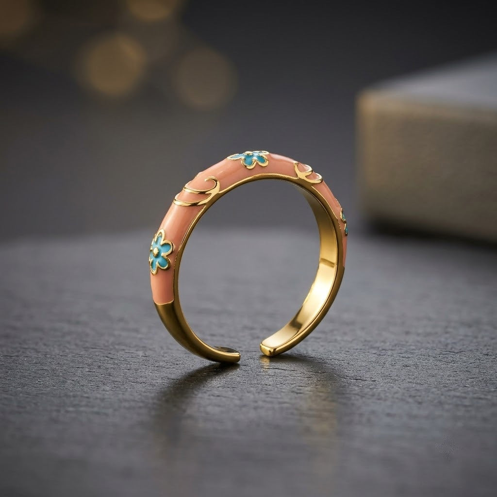 North Star & Turquoise Inset Dome Adjustable Ring - View 2