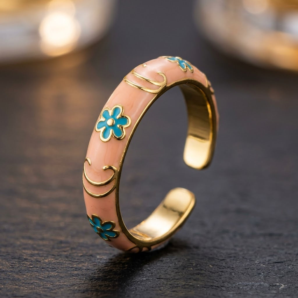 North Star & Turquoise Inset Dome Adjustable Ring - View 4