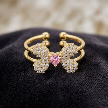 Luxe Pavé Diamond Butterfly Statement Adjustable Ring - View 4