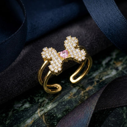 Luxe Pavé Diamond Butterfly Statement Adjustable Ring - View 1