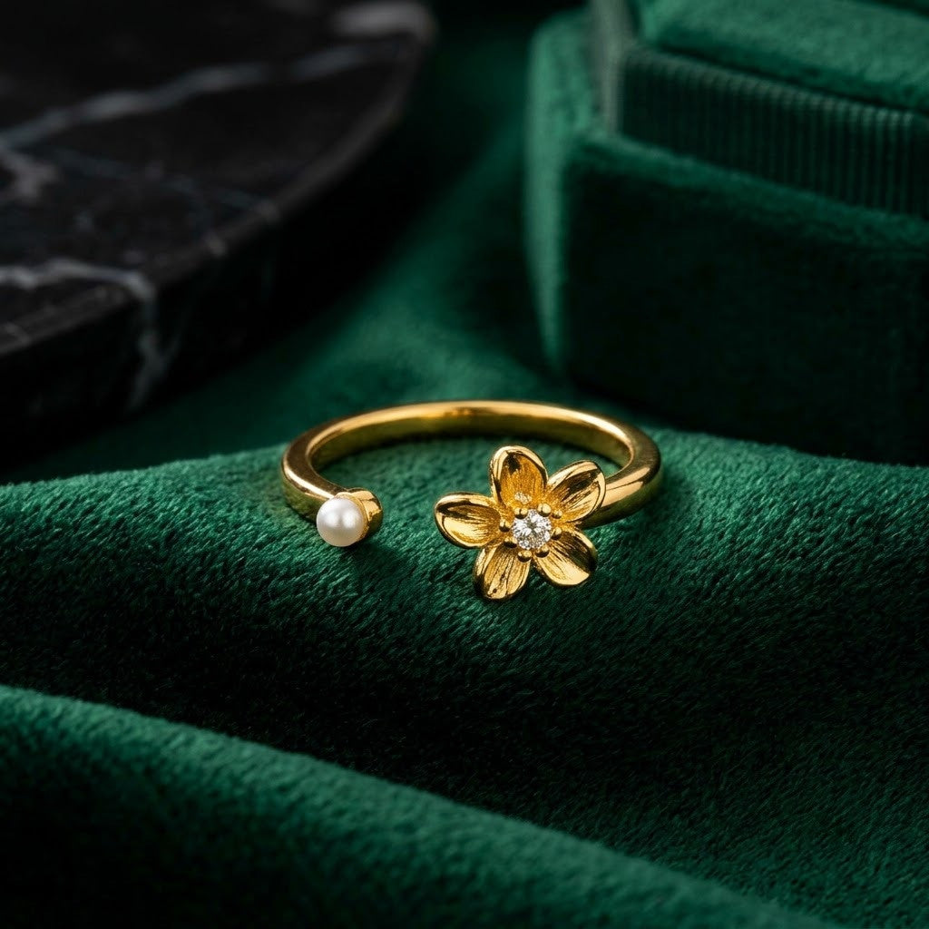 Spinning Sunflower Fidget Meditation Adjustable Ring - View 1