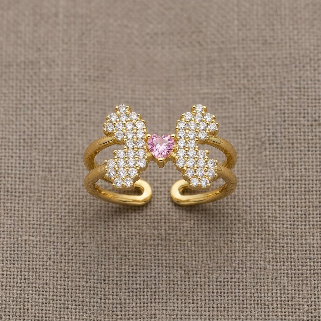 Luxe Pavé Diamond Butterfly Statement Adjustable Ring - View 8