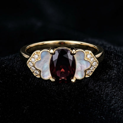 Vintage Deep Crimson Garnet Oval Gemstone Statement Adjustable Ring - View 6