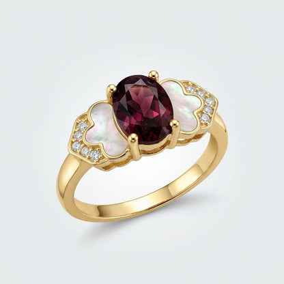 Vintage Deep Crimson Garnet Oval Gemstone Statement Adjustable Ring - View 7