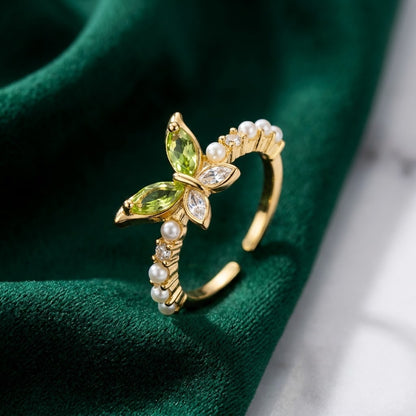 Grecian Olive Leaf Wreath Open Bypass Adjustable Ring - View 1