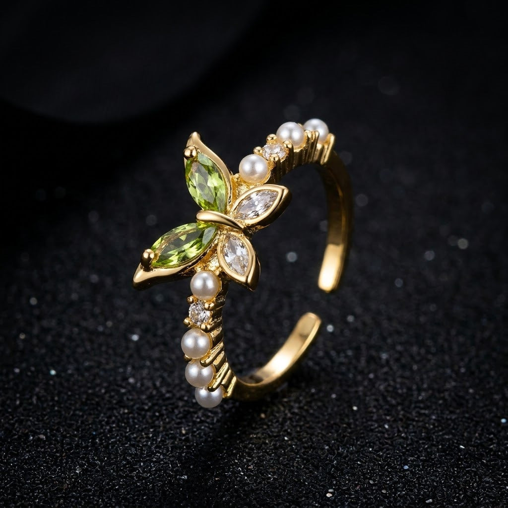 Grecian Olive Leaf Wreath Open Bypass Adjustable Ring - View 6