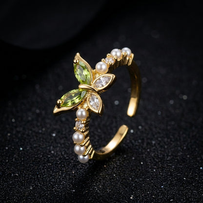 Grecian Olive Leaf Wreath Open Bypass Adjustable Ring - View 6