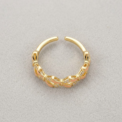 Twisted Botanical Garland Pearl & Crystal Adjustable Ring - View 7