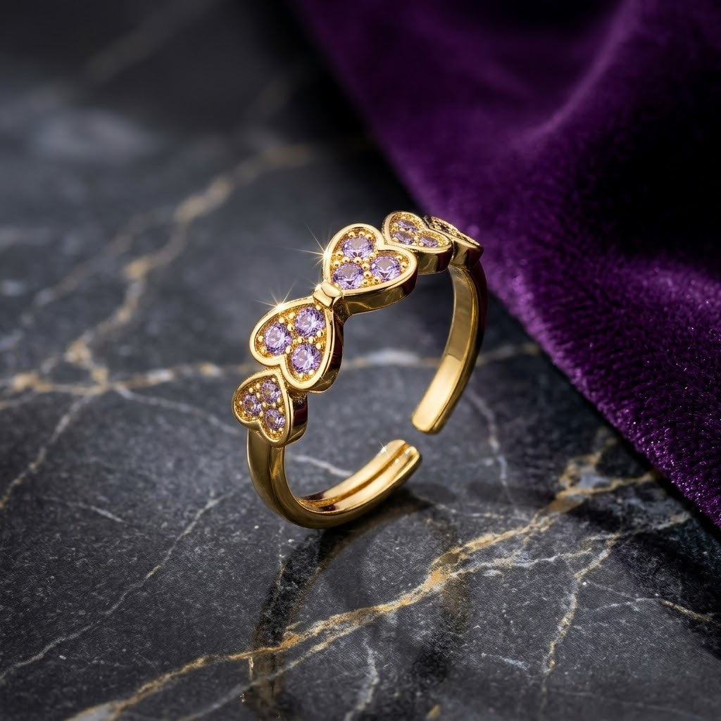 Sweetheart Contoured Pavé Crystal Adjustable Ring - View 1
