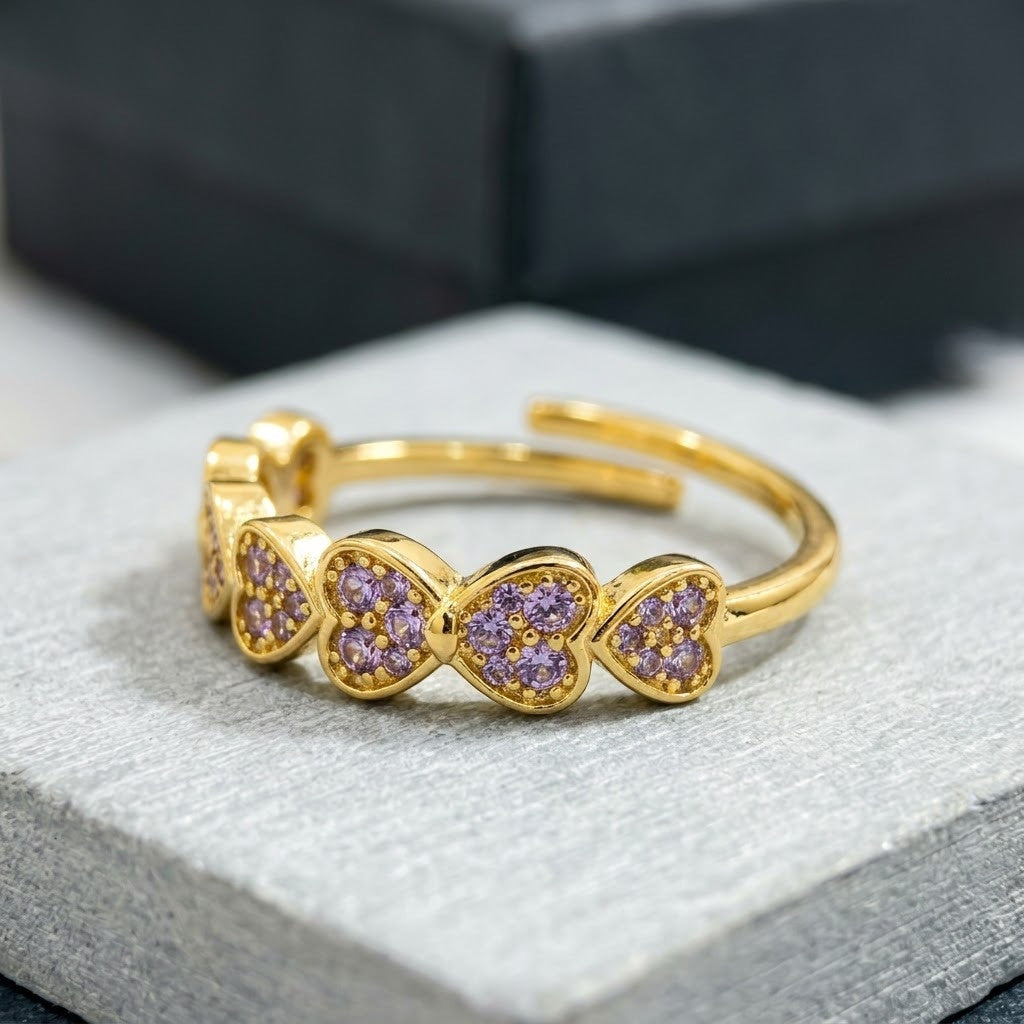 Sweetheart Contoured Pavé Crystal Adjustable Ring - View 3