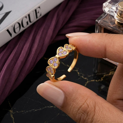 Sweetheart Contoured Pavé Crystal Adjustable Ring - View 2