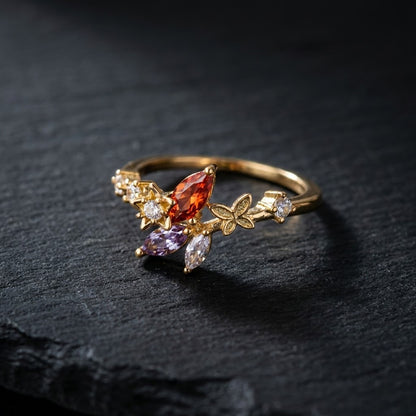 Spring Meadow Crystal Blossom Cluster Adjustable Ring - View 2