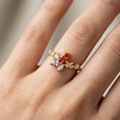 Spring Meadow Crystal Blossom Cluster Adjustable Ring - View 5