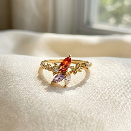 Spring Meadow Crystal Blossom Cluster Adjustable Ring - View 3