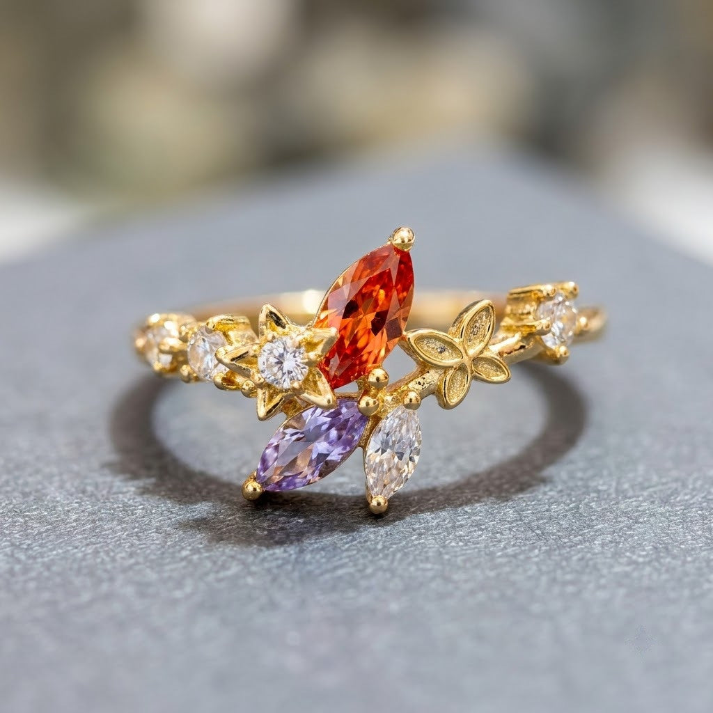 Spring Meadow Crystal Blossom Cluster Adjustable Ring - View 4