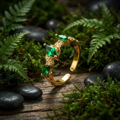 Twin Pear Cut Emerald Teardrop Bypass Adjustable Ring - View 1