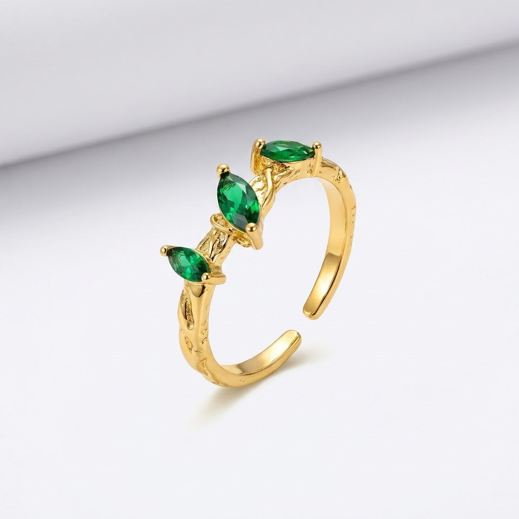 Twin Pear Cut Emerald Teardrop Bypass Adjustable Ring - View 6