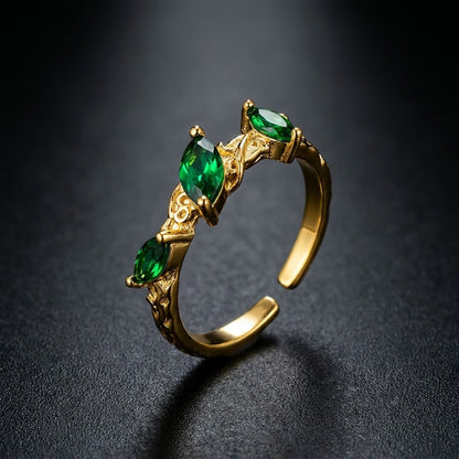 Twin Pear Cut Emerald Teardrop Bypass Adjustable Ring - View 5