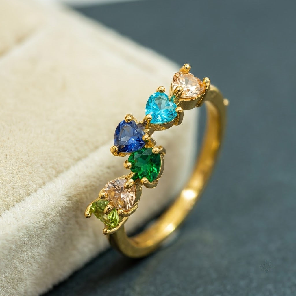 Kaleidoscope Pastel Multicolor Collet Bezel Adjustable Ring - View 4
