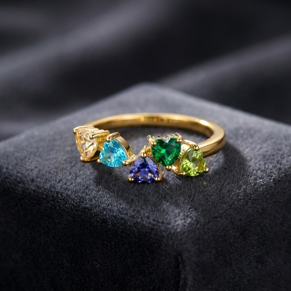 Kaleidoscope Pastel Multicolor Collet Bezel Adjustable Ring - View 1