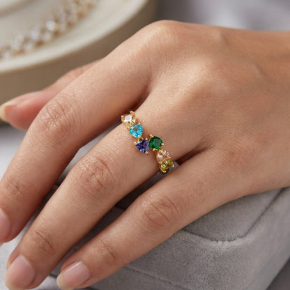 Kaleidoscope Pastel Multicolor Collet Bezel Adjustable Ring - View 5