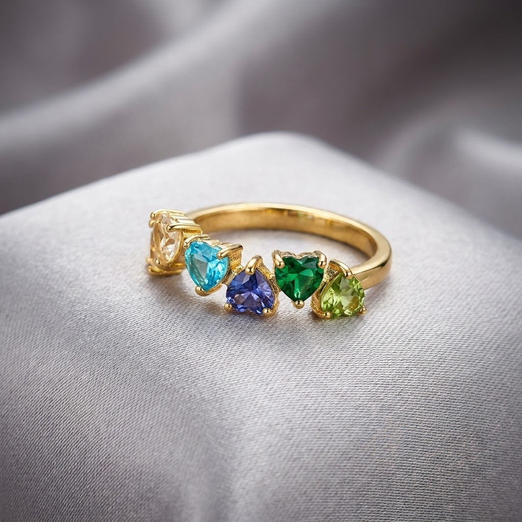 Kaleidoscope Pastel Multicolor Collet Bezel Adjustable Ring - View 2
