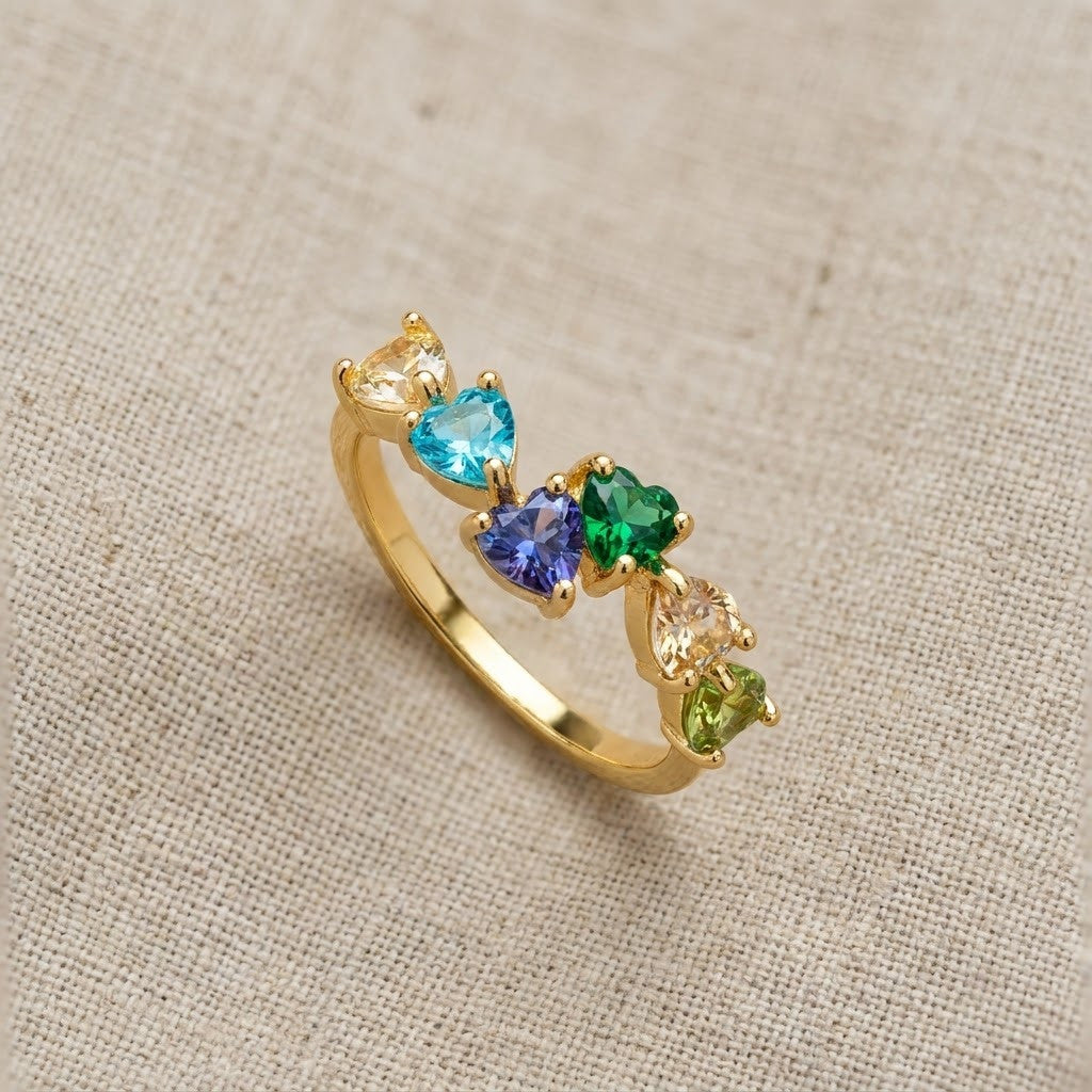 Kaleidoscope Pastel Multicolor Collet Bezel Adjustable Ring - View 8