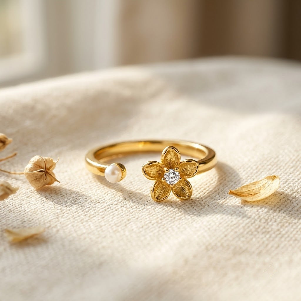 Spinning Sunflower Fidget Meditation Adjustable Ring - View 3