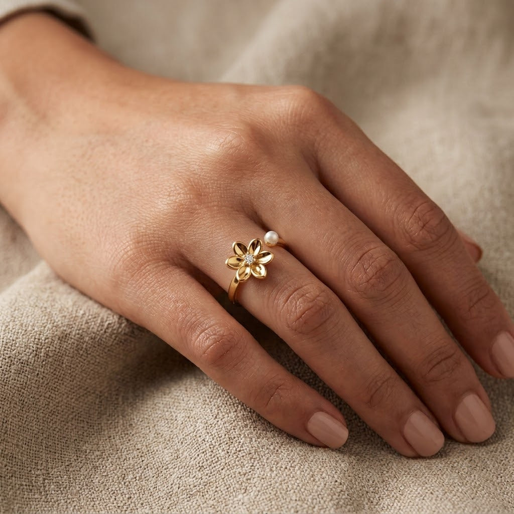 Spinning Sunflower Fidget Meditation Adjustable Ring - View 5
