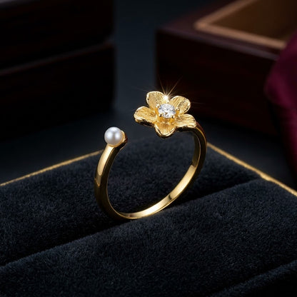 Spinning Sunflower Fidget Meditation Adjustable Ring - View 6