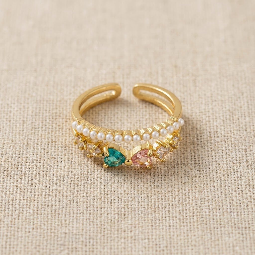 Regal Crown Tiara Freshwater Pearl & Crystal Adjustable Ring - View 8