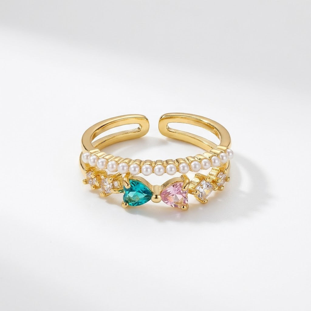 Regal Crown Tiara Freshwater Pearl & Crystal Adjustable Ring - View 7