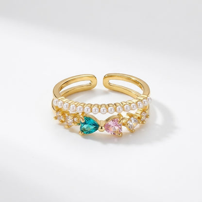 Regal Crown Tiara Freshwater Pearl & Crystal Adjustable Ring - View 7