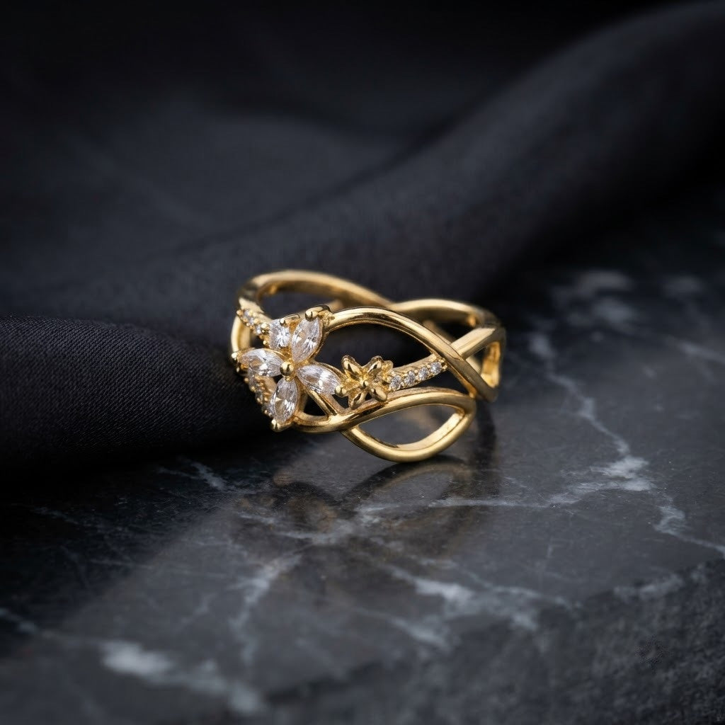 Infinity Criss-Cross Pavé Diamond Adjustable Ring - View 1